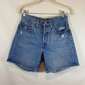 Levi's Classic Distressed Blue Denim Shorts